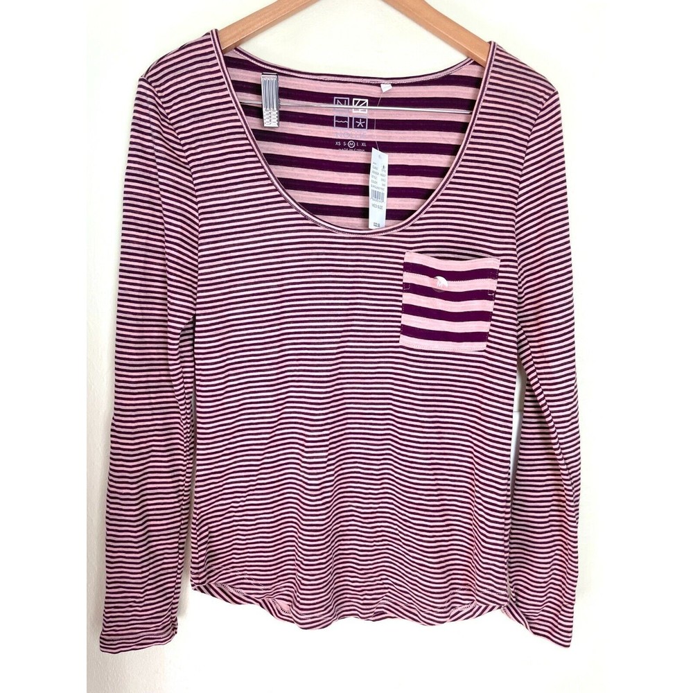 Nollie Shirt Women's M Medium Long Sleeve Burgundy Striped